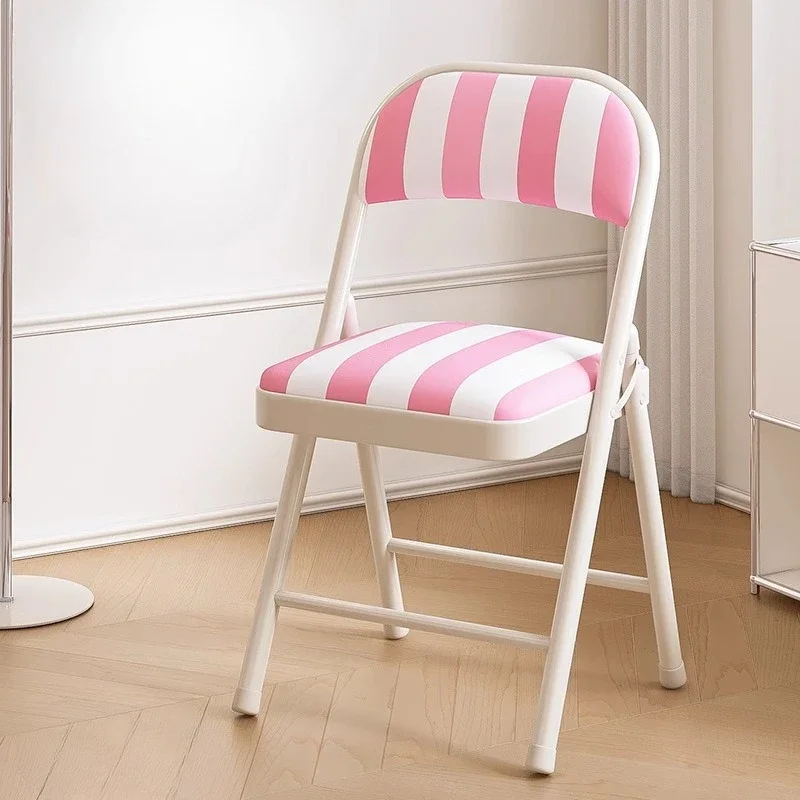 Versatile Foldable Chair Sturdy Metal Build with Comfort-padded Striped Seat Space-Saving Design Ideal for Home, Office Outdoor