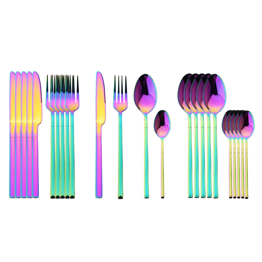

24Pcs Cutlery Set Stainless Steel Tableware Mirror Dinnerware Western Knife Fork Spoon Dinner Silverware Set Kitchen Flatware