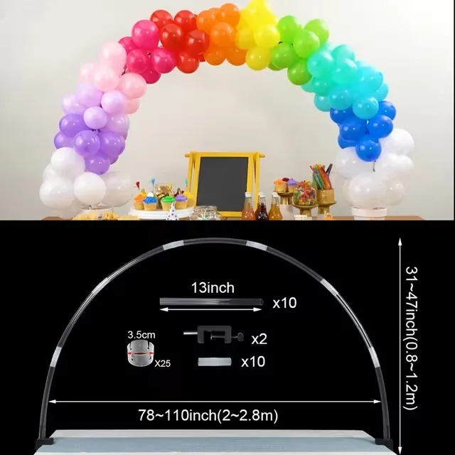 Supporto Per Arco Nuziale 1,8m In Metallo Dorato Con Copertura In Tessuto Bianco - Per Palloncini E Decorazioni Feste - 3