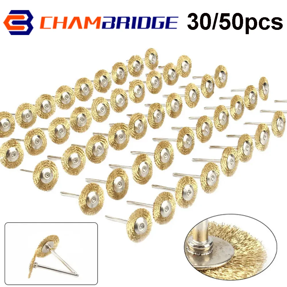 30/50Pcs Spazzole Per Ruote In Filo Di Ottone Aggraffato Set Di Spazzole Metalliche Per Accessori Utensili Rotanti Lucidatura Pulita Per Smerigliatric
