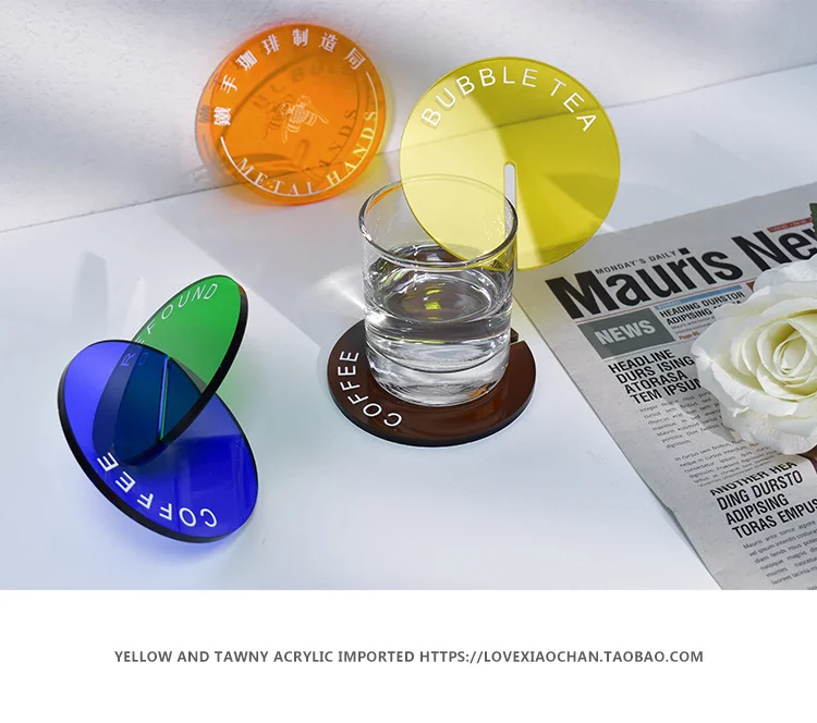 Cup Mat Placemat Acrylic Coaster Simple Stable Heat-resisting Mug Pad Coaster Photography Prop Gadget Customized Printing 12 Sa61803f58d7b48ebbde9000475bfa850d