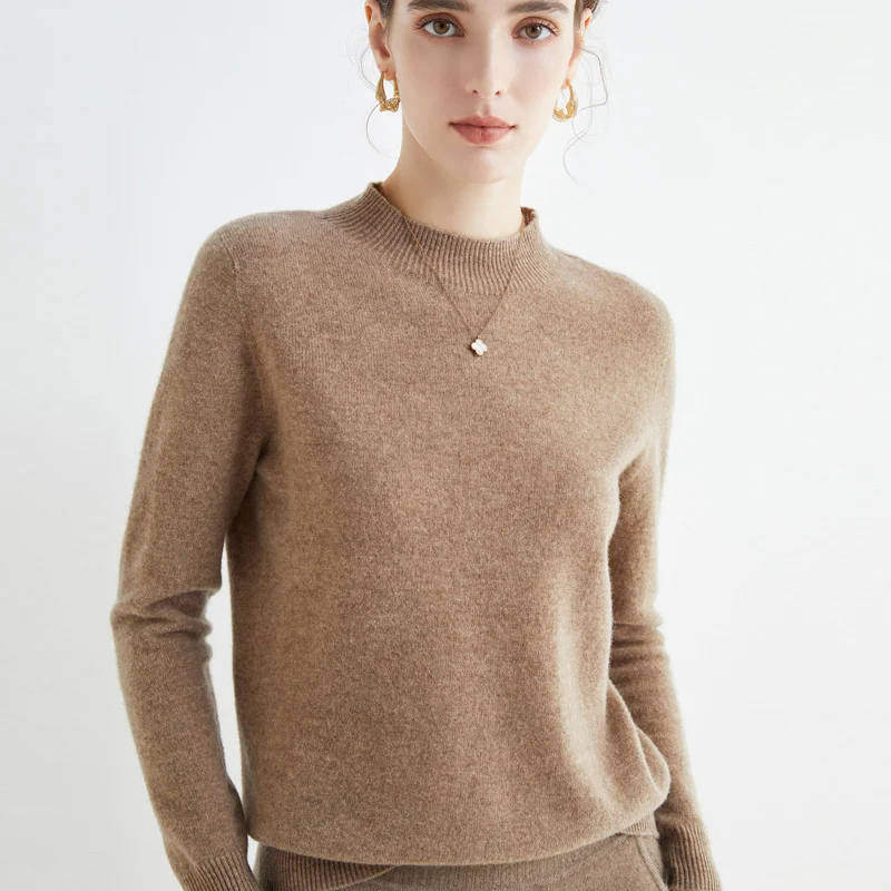 First-Line Ready-To-Wear Wool Sweater Women's Loose Half Turtleneck Pullover Spring and Autumn Basic Style Simple Bottoming Top - Image 4