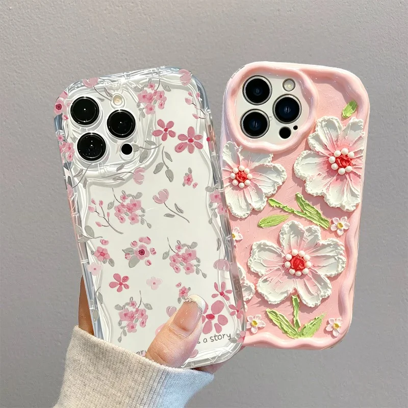 Oil Painting Pink Flower Phone Case Cover