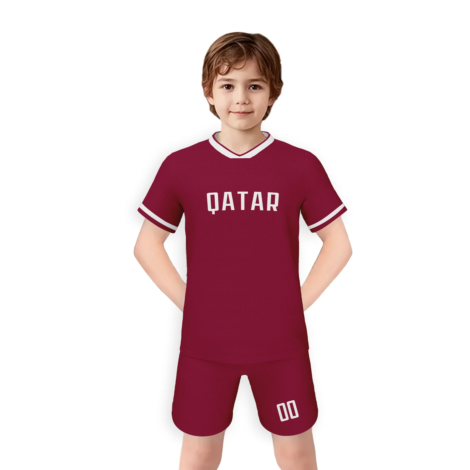 custom kids qatar soccer set personalized printed name number football jersey shorts kit boy girls school team uniform Custom Kids Qatar Soccer Set Personalized Printed Name Number Football Jersey Shorts Kit Boy Girls School Team Uniform 4