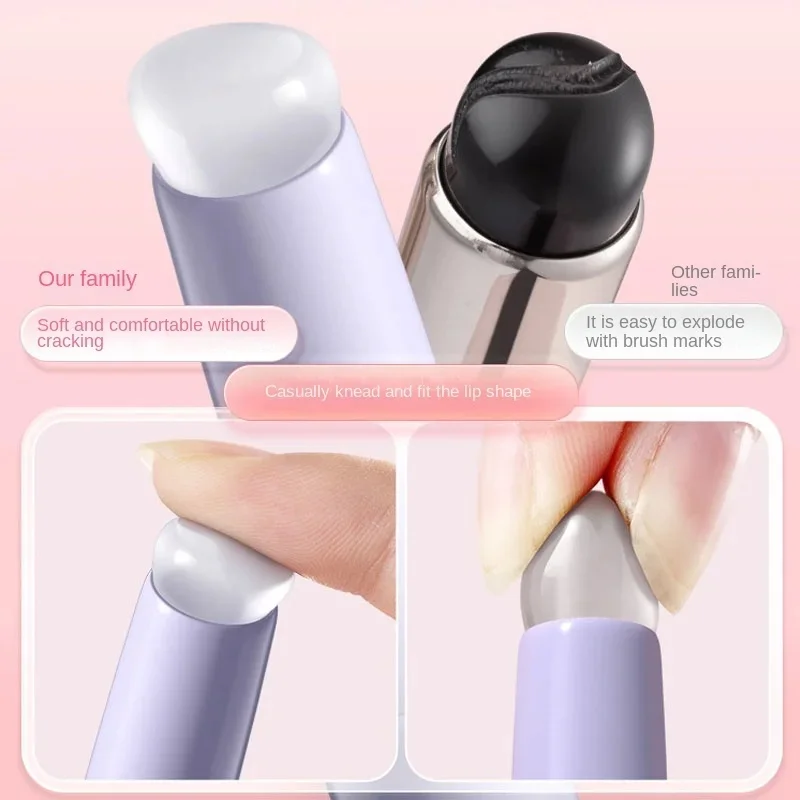 Nail Art Silicone Applicator Stick Portable Round Head Pigment  Soft Brush Like Fingertips Lipstick Q-elastic Smudge Makeup Tool