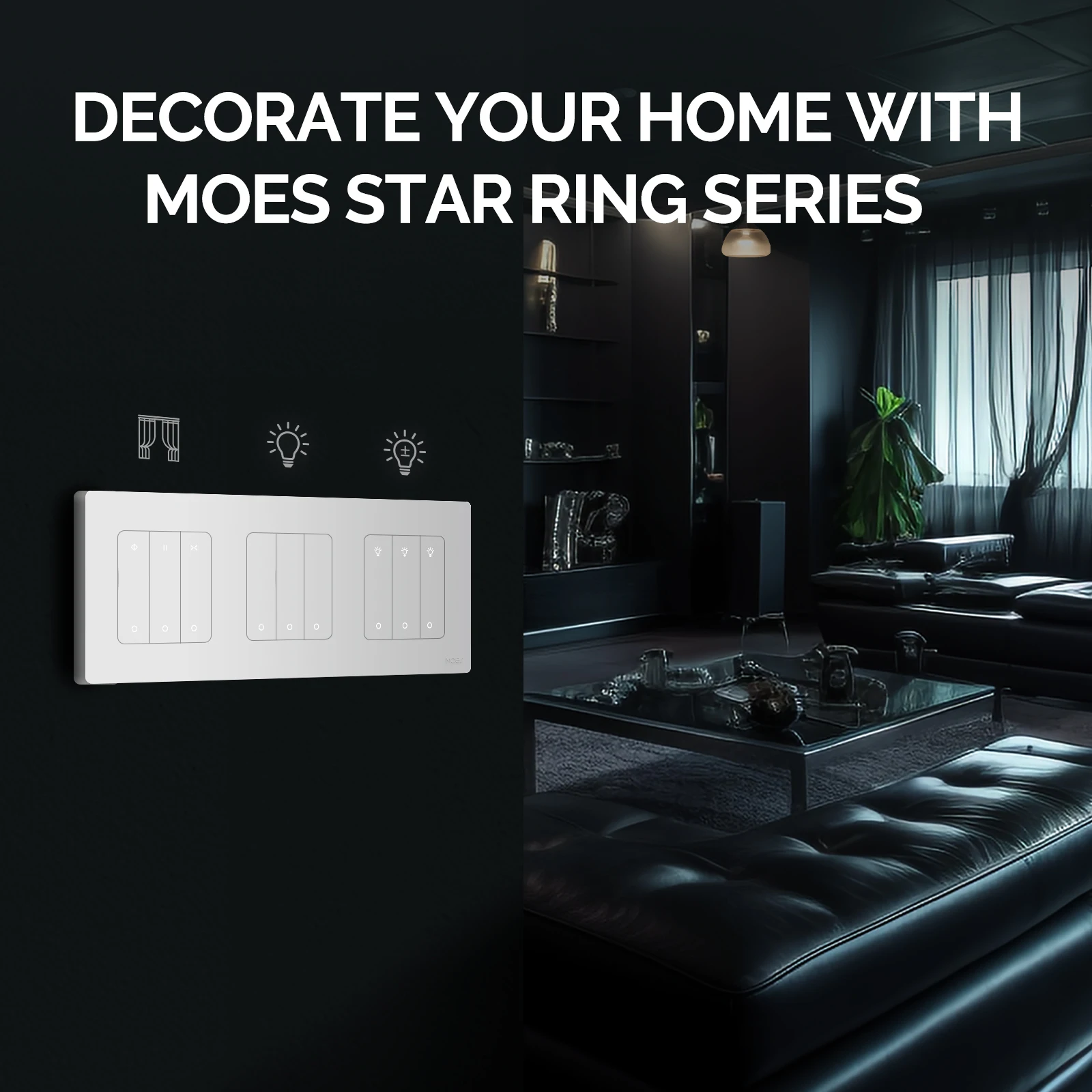 Smart ZigBee Star Ring Curtain Switch For Roller Shutter Electric Curtains Blind