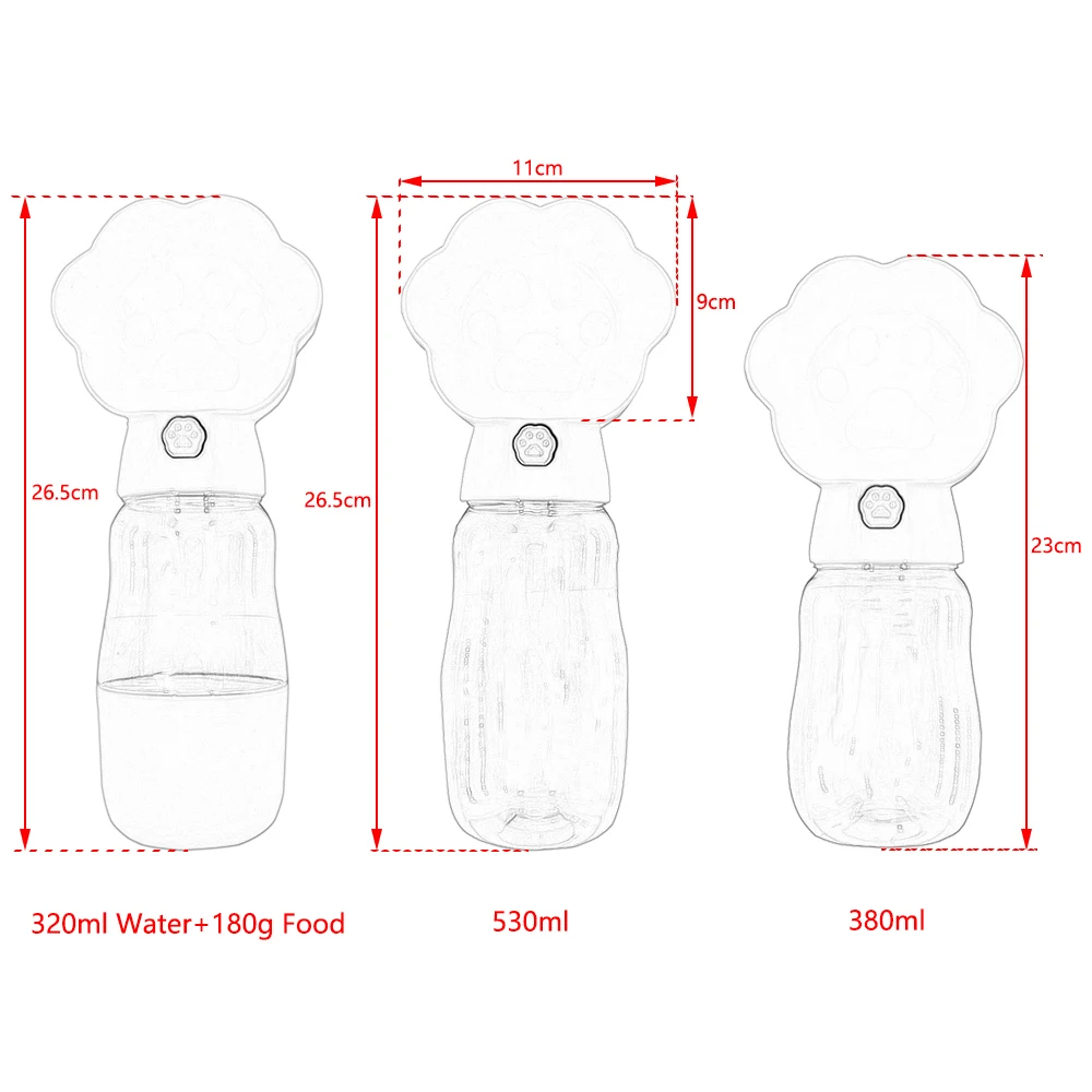 Portable Dog Water Bottle for Small Large Dogs Cats Leakproof Puppy 2 in 1 Water Food Container Chihuahua Bulldog Pet Supplies 2