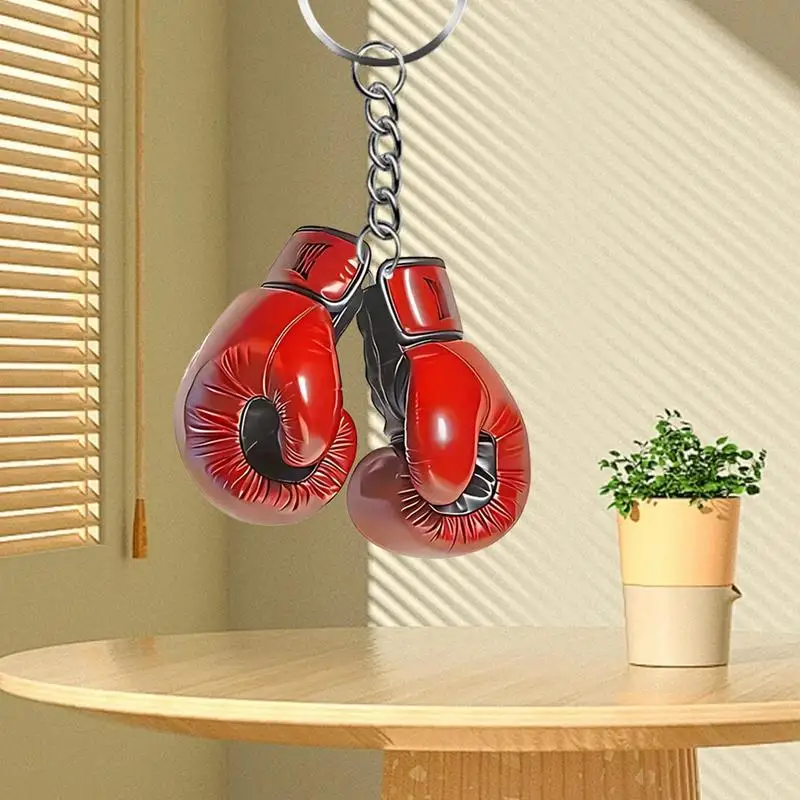 Fashionable Acrylic Boxing Glove Keychain Men's Creative Backpack Pendant Durable 2D Plastic Material 3