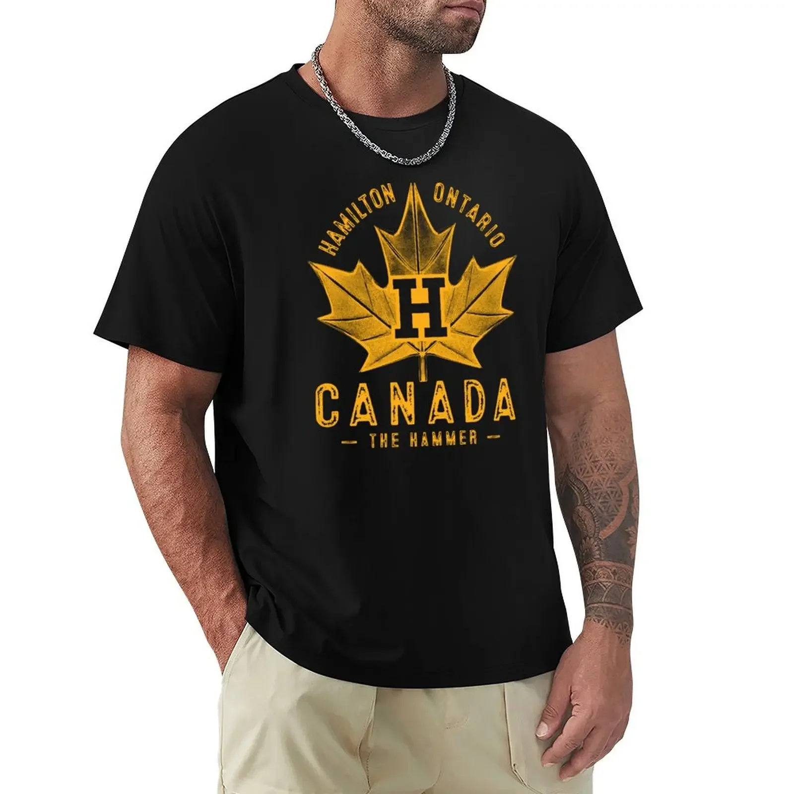 Hamilton Ontario Canada Maple Leaf Design T-Shirt Neri Vestiti Estetici T-Shirt Grafiche Da Uomo Hip Hop