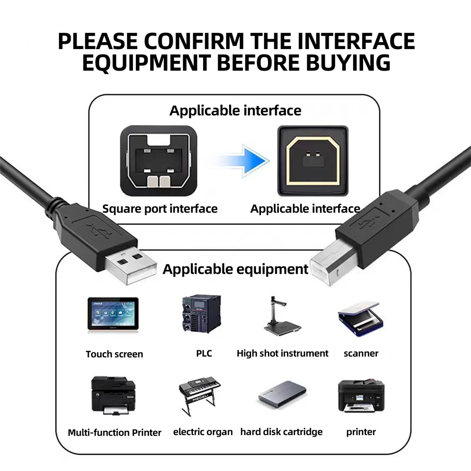 USB Typ C auf USB Typ B 2.0 Kabel für neue MacBook Pro HP Canon Brother Epson Dell Samsung Drucker Typ C Drucker Scanner Kabel – Detail 10