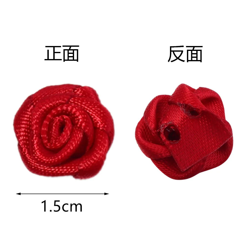 Set of 20 Mini Pink Satin Ribbon Roses for Craft and Party Decoration