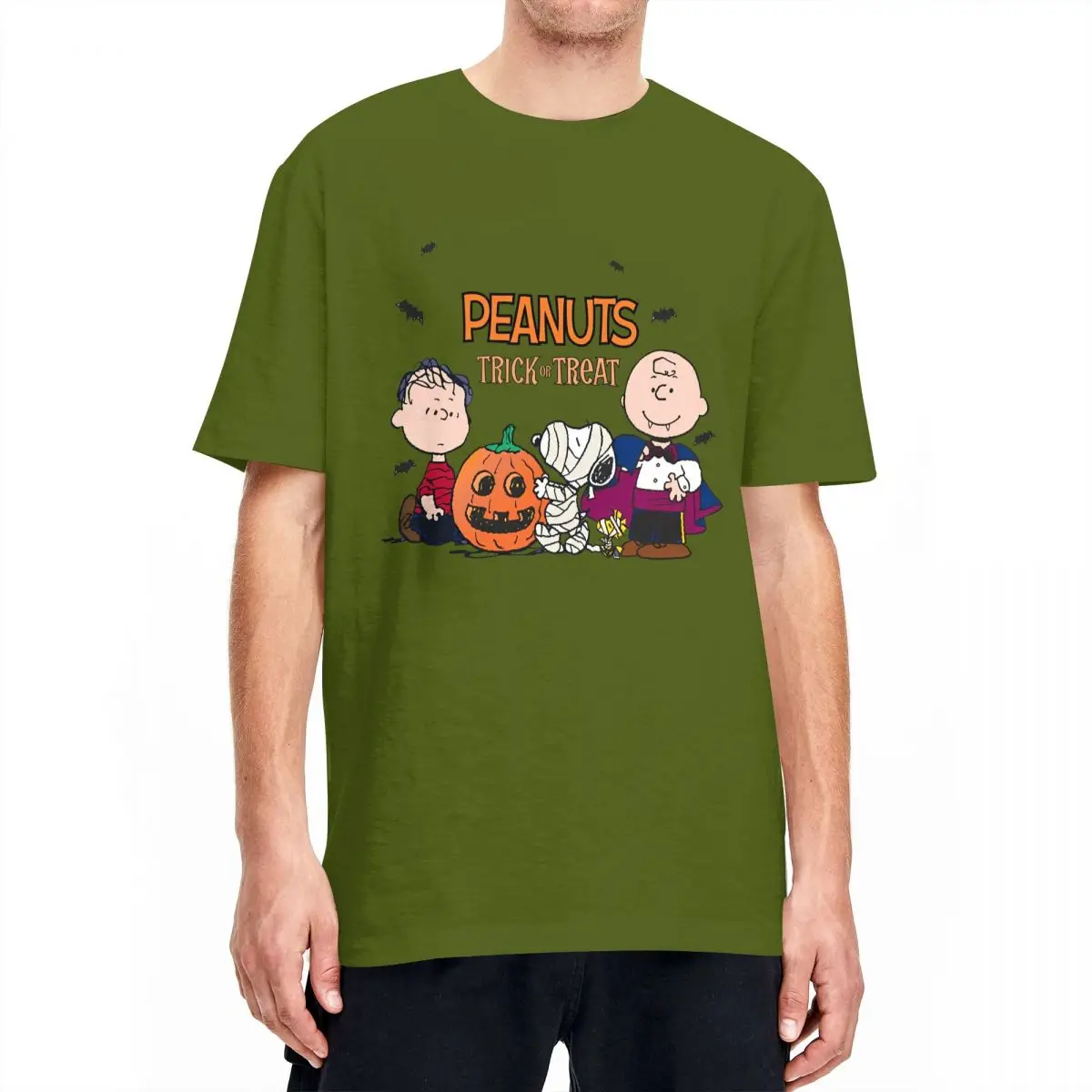 thumbnail image 1 of Camiseta de Peanuts, Charlie Brown y Snoopy, camisetas de truco o trato, camisetas de manga corta, camisetas de verano de algodón, ropa de gran tamaño con cuello redondo, 1 of 5