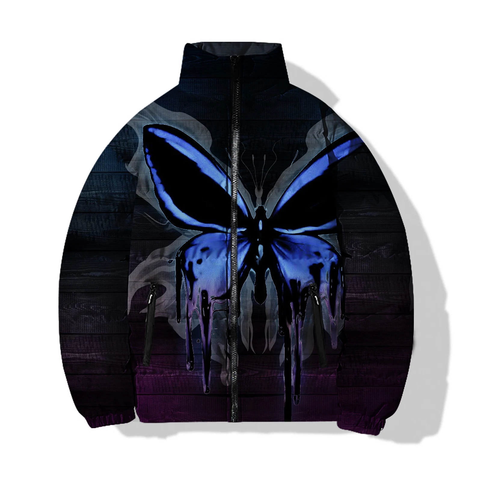 thumbnail image 1 of Chaquetas con estampado de mariposas de moda y sencillas para hombre, abrigos casuales y versátiles, abrigos de invierno cómodos y cálidos para hombre, abrigos tipo parka, 1 of 5