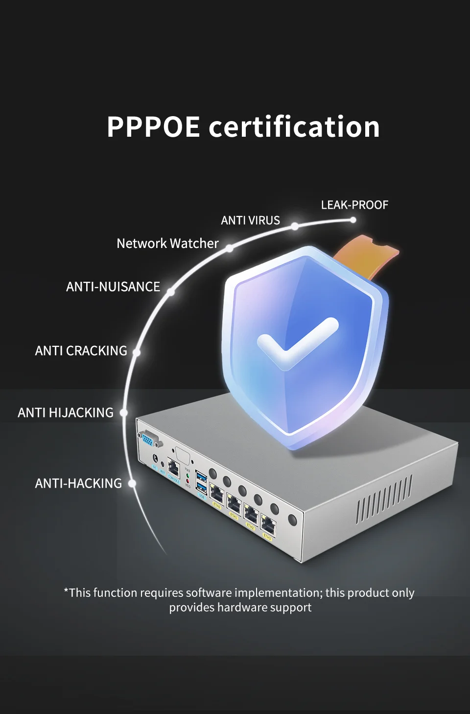 Mini PC Firewall Router with 4 LAN Ports, Intel Celeron J4125, USB3.0, Ngff SIM Slot - VPN Ready, OEM/ODM Logo Laser Print Description Image.This Product Can Be Found With The Tag Names Barebone Mini PC, Computer Office, Fanless soft router