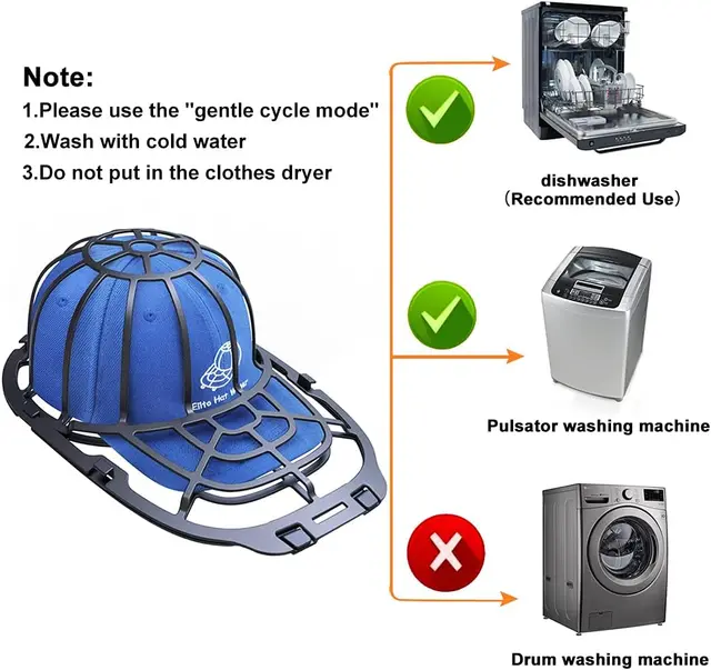 모자 와셔 야구 모자 클리너 성인용 아동용 모자 와셔 프레임 케이지 보관 모자 보호대 세탁기용 랙