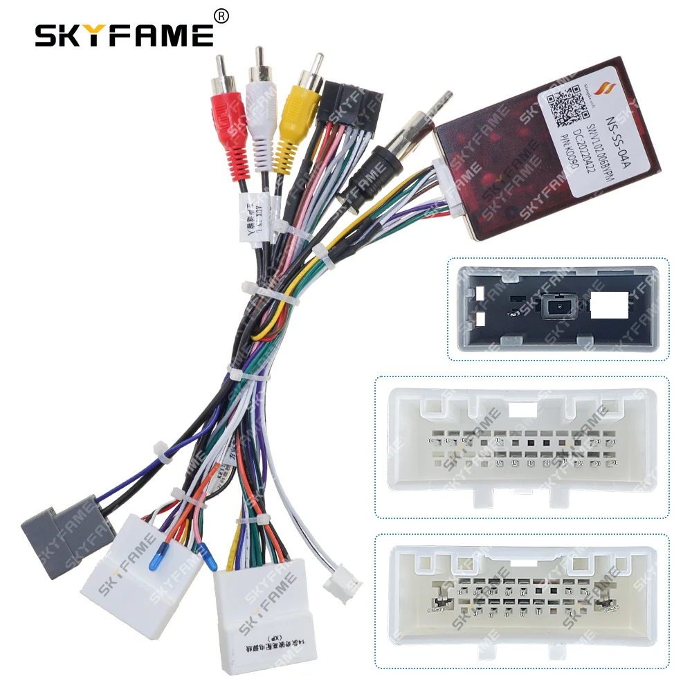 SKYFAME Car 16pin Wiring Harness Adapter Canbus Box Decoder Android Radio Power Cable For Nissan X-Trail Qashqai Kicks NS-SS-04A car accessories cable