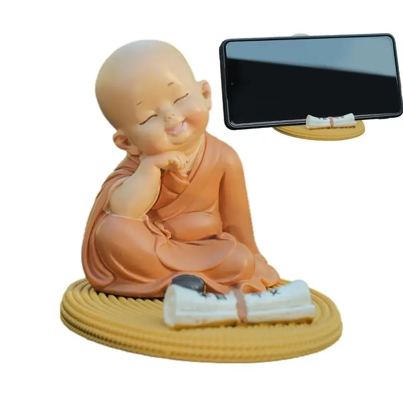 

Little Monk Statues Resin Crafts Gift Lovely Little Monk Sculptures Cute Monks Phone Holder Creative Buddha Dolls Table Decor