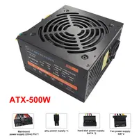 พาวเวอร์ซัพพลายสำหรับคอมพิวเตอร์ตั้งโต๊ะเล่นเกม ATX สีดำ 500W ราคาประหยัด พร้อมพัดลมระบายความร้อนสีดำขนาด 120 มม. สำหรับคอมพิวเตอร์ตั้งโต๊ะเล่นเกมและเซิร์ฟเวอร์ 2