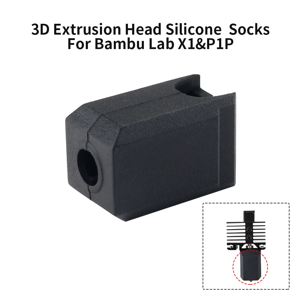 

Silicone Socks For Bambu Lab X1 P1P Block 3D Printer Hotend Extruder High-temperature Wear-resistant Black Silicone Sleeve Cover