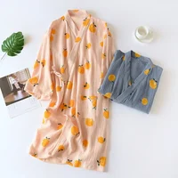 Japanese kimono dressing gown spring and autumn ladies cotton crepe cloth thin summer bathrobe home service sleepwear bath robe - Image 2