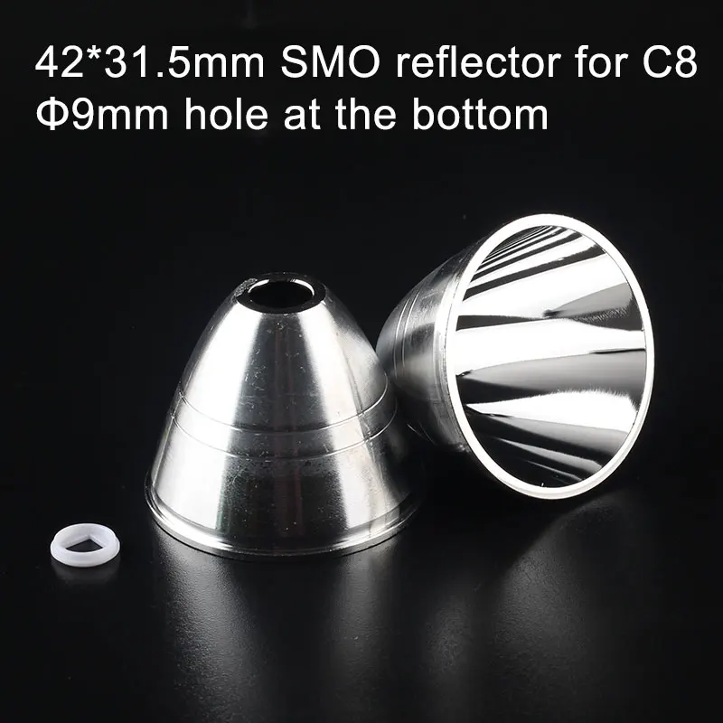1 piece 42*31.5mm SMO reflector for C8 with gasket diameter 7mm / 9mm hole at bottom smooth reflector
