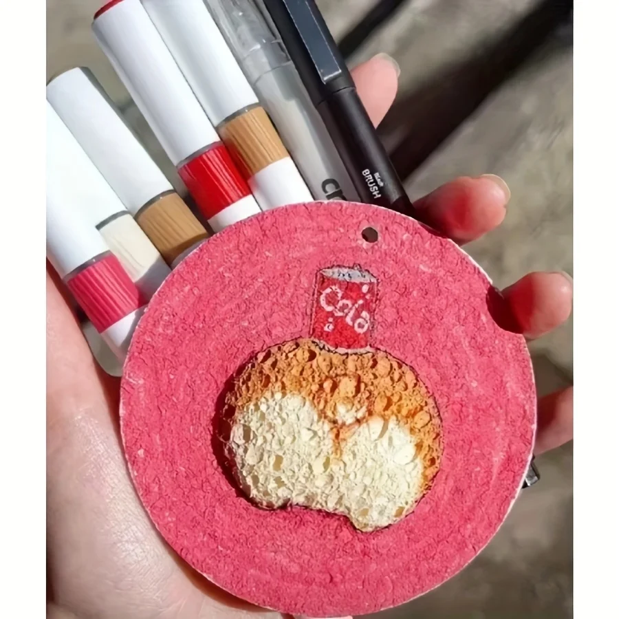 Foam texture painting DIY wood pulp cotton creative absorbent vertical sponge brush for children paint brushes