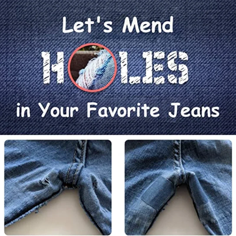 Premium Denim Iron-On Patches Set - Self-Adhesive Jean Repair & DIY Sewing Kit
