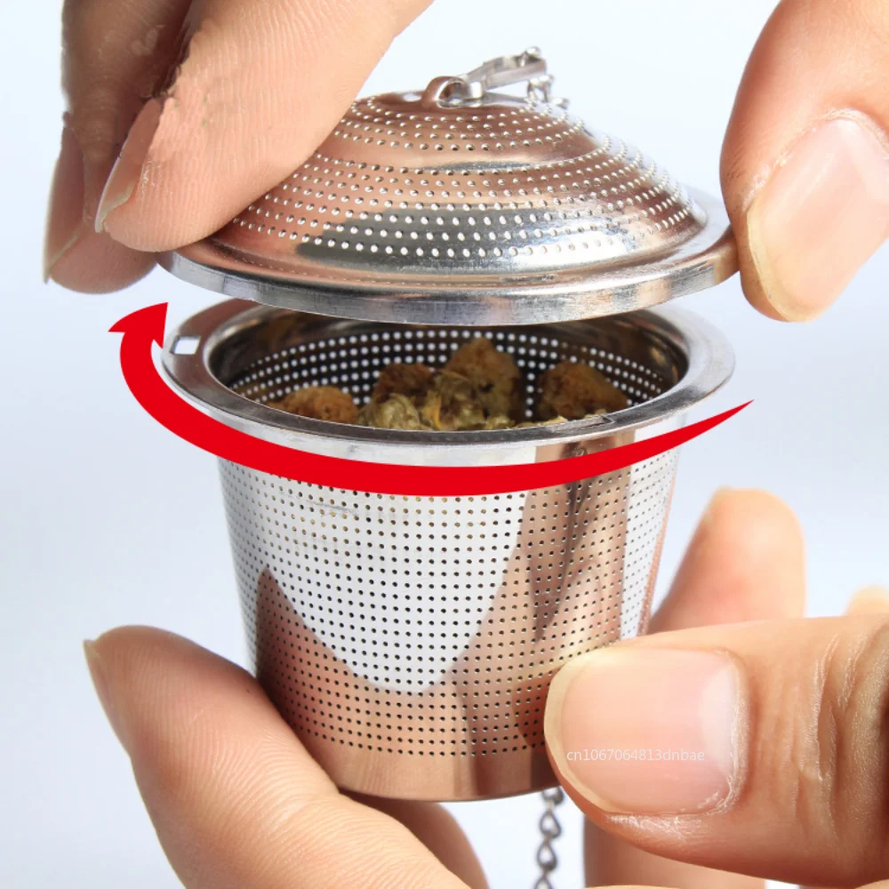 304 Stainless Steel Tea Infusers with Chain Herbal Tea Leaves Spice Locking Mesh Ball Strainer Filter Kitchen Accessories