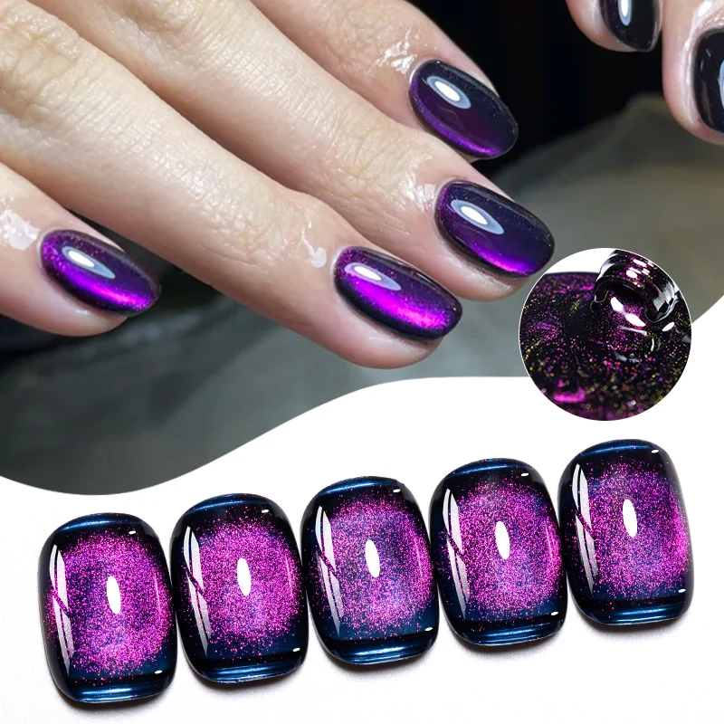 Blauer Stein-Effekt Magnetischer Gel-Nagellack mit Glasperlen-Effekt, Semi-Permanent UV-Gel-Lack zum Einweichen, Nagelzubehör – Detail 10
