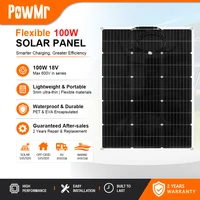Panneau solaire flexible monocristallin en silicium PowMr 100W 18V, étanche, ultra fin et léger, en PET et EVA, pour système solaire, camping-car, bateau, camping, alimentation hors réseau 1
