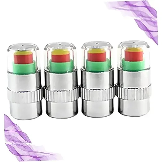 

4Pcs 2.4 Bar Car Tire Pressure Guage Cap Sensor Indicator Alert Monitoring Tool Tyre Cap Indicator Alert Air Pressure Gauge