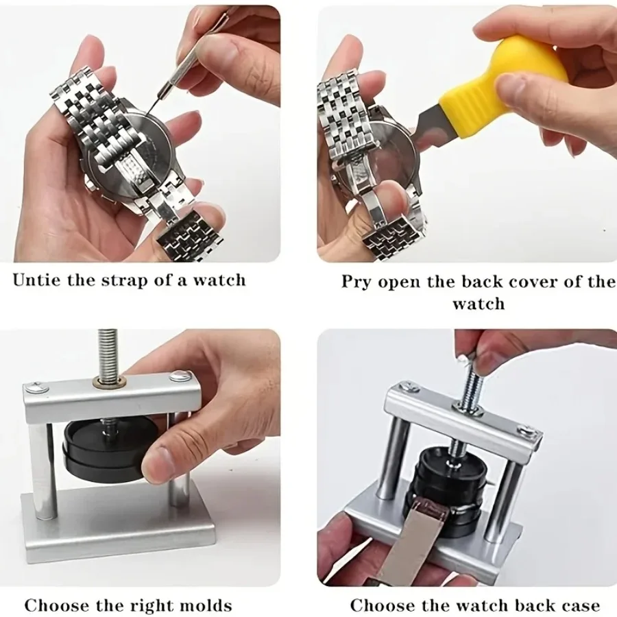 22-Piece Watch Repair Tool Set with Pressure Plates, Dust Cloth, and Cover Presser