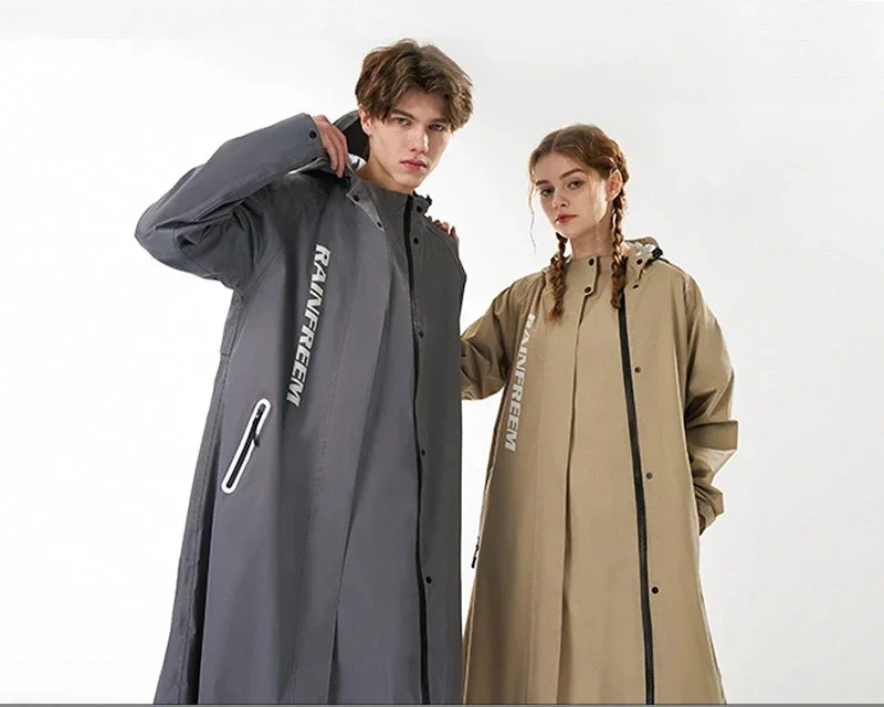 Long Windbreaker-style Raincoat Fashion Rainproof Thickened Wear Rain Poncho Hiking Cycling Couple Raincoat