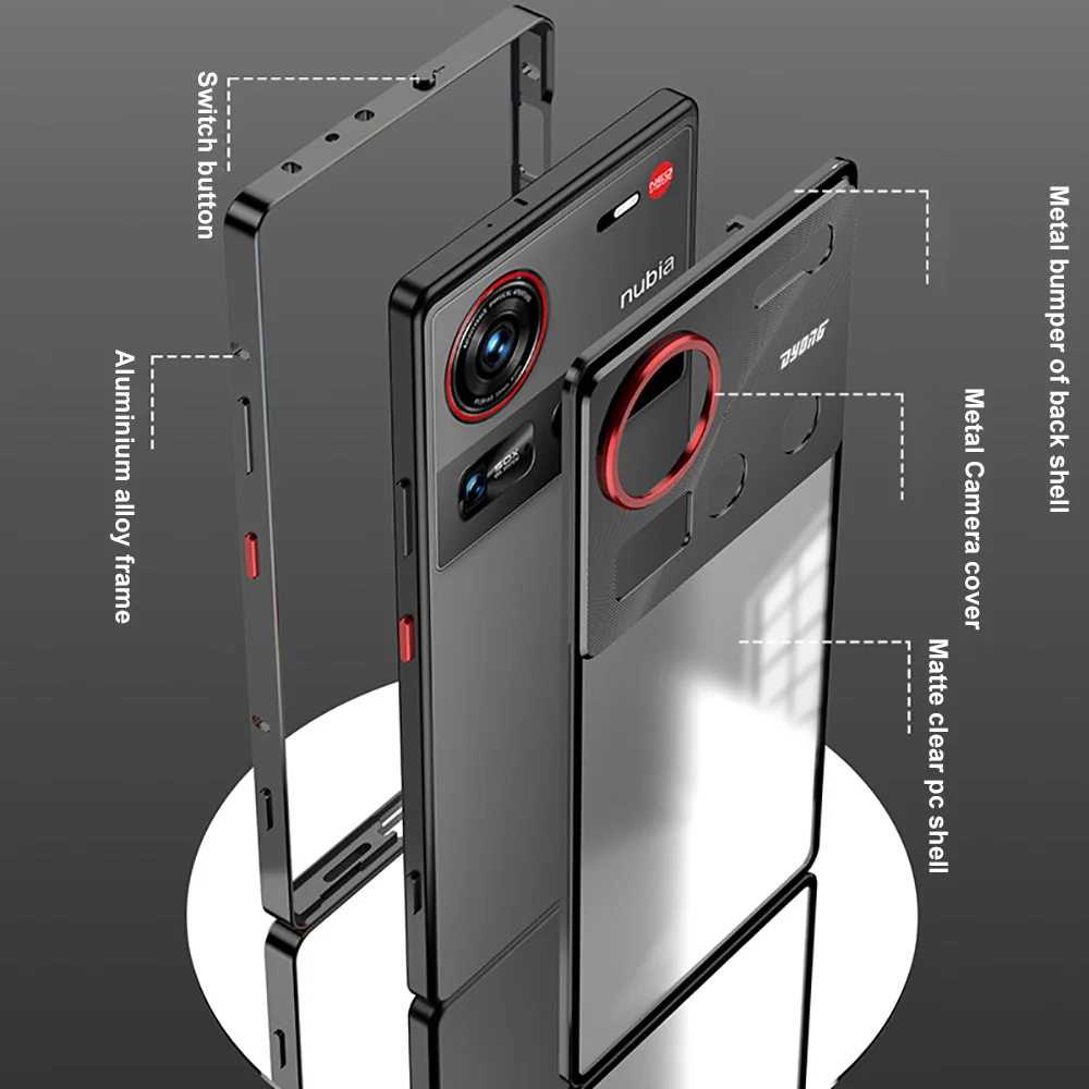 Luxury Magnetic Metal Case with Glossy Aluminum Frame and Camera Protector