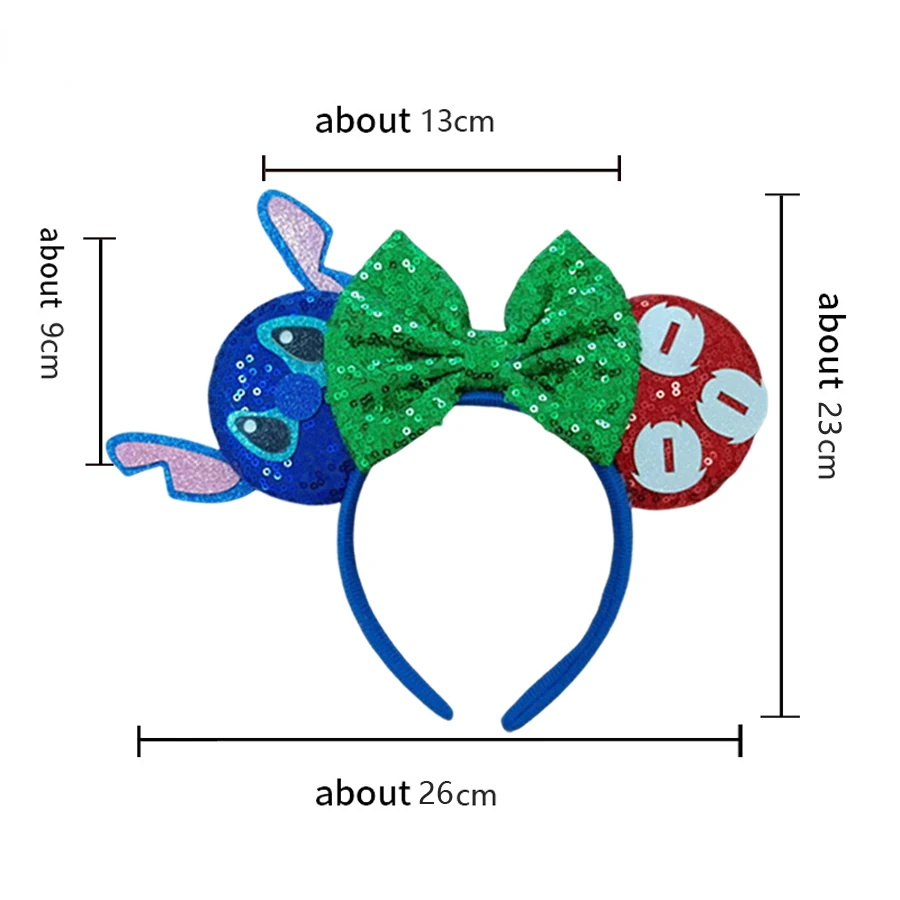 New Mickey Mouse Ears Headbands Women Kids Party Hair Accessories Lilo Stitch Headband for Girls Kids Sequins Bow Hairbands 3