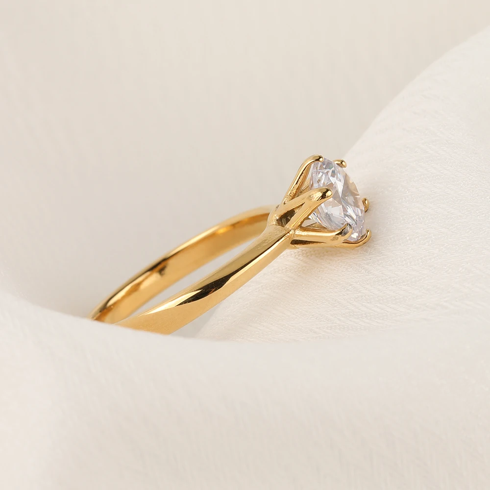Wedding Engagement Ring for Women Zirconia Crystal Proposal Ring Anniversary Jewelry Crystal rings engagement rings zircon rings stone rings wedding rings stainless steel rings finger rings metal rings