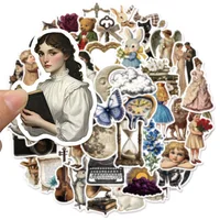 50PCS Retro Art Aesthetics Creative Graffiti Stickers DIY Manual Scrapbook Notebook Tablet Waterproof Stickers 2