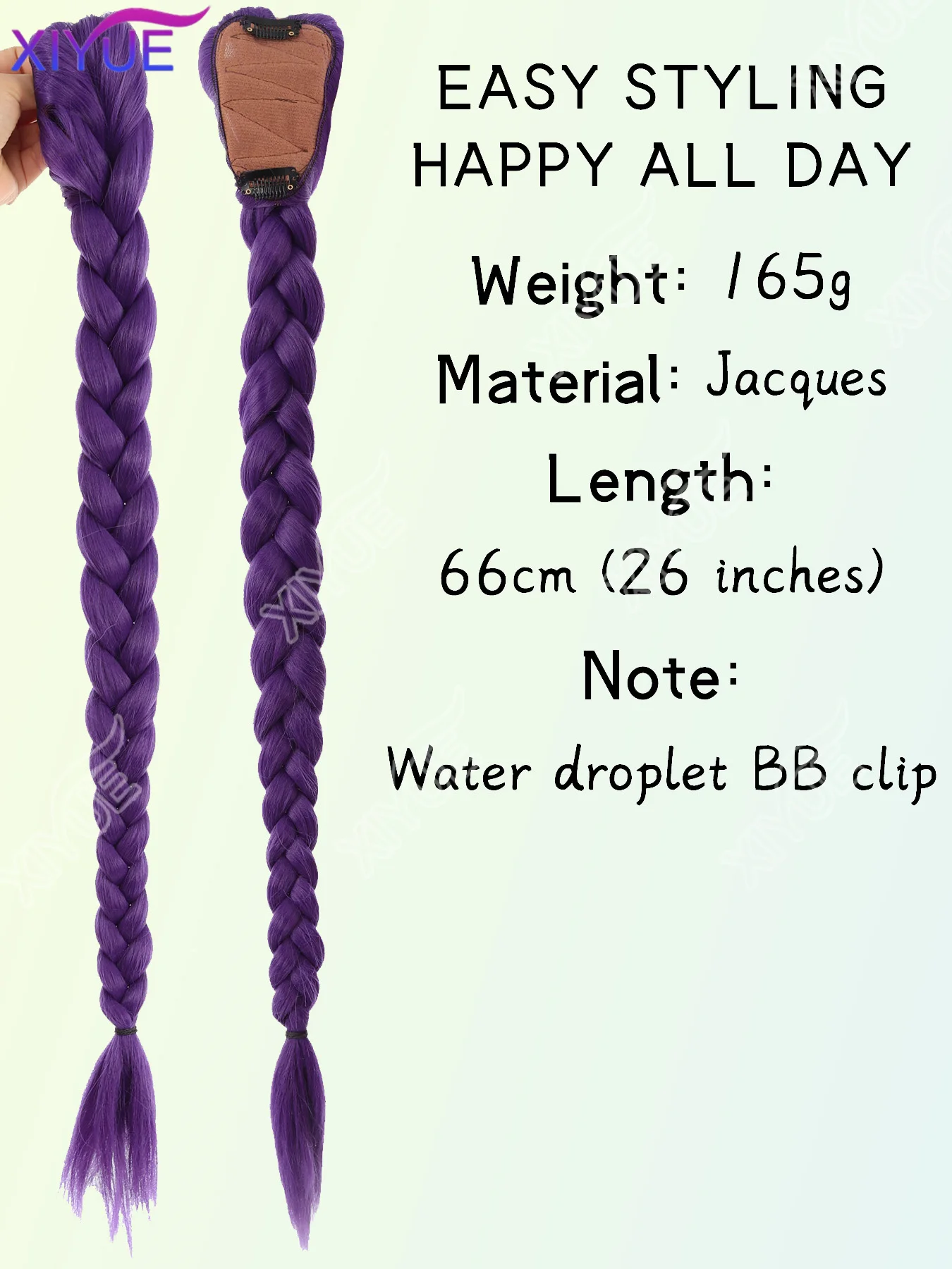 XIYUE Purple Ponytail Extensions 26 Inch Long Purple Braids Synthetic Fiber Hair for Cosplay Halloween Costume wig