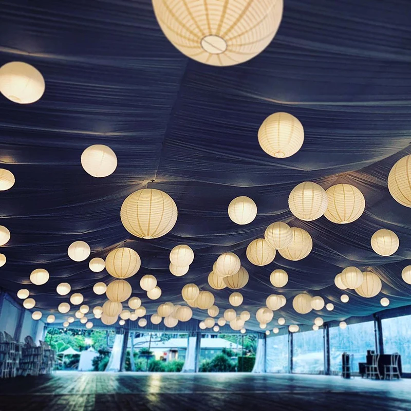 4-14'' Mixed White Paper Lanterns 30/40/50/60pcs Wedding Decoration Japanese Lanterns Hanging Chinese Ball Lampion Party Decor paper lantern japanese lantern led lantern oil burner nozzle