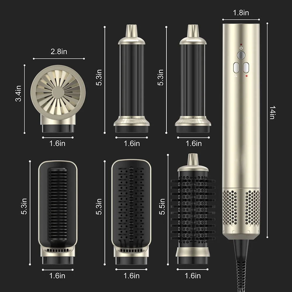 110,000 RPM High Speed 6 in1 Hair Dryer Brush Automatic Curling Iron Curler and Straightener Negative Ion Hot Air Comb Blowdryer 3