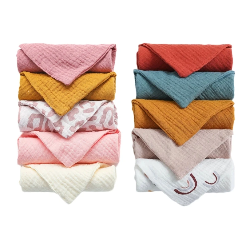 10 Pz Del Bambino Asciugamani Quadrati Neonati Lavare A Mano Viso Asciugamano Fazzoletto Alimentazione Bavaglino Burp Panno G99C - immagine 6