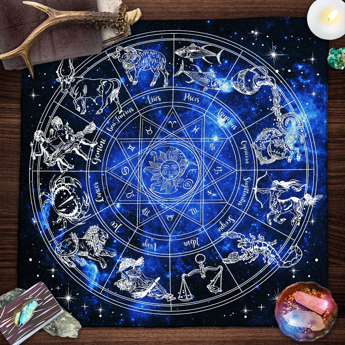12 Constellations Tarot Card Tablecloth Altar Cloth Sun Moon Starry Sky Tarot Tablecloth For Spread Tarot Reading Cover Decor 6