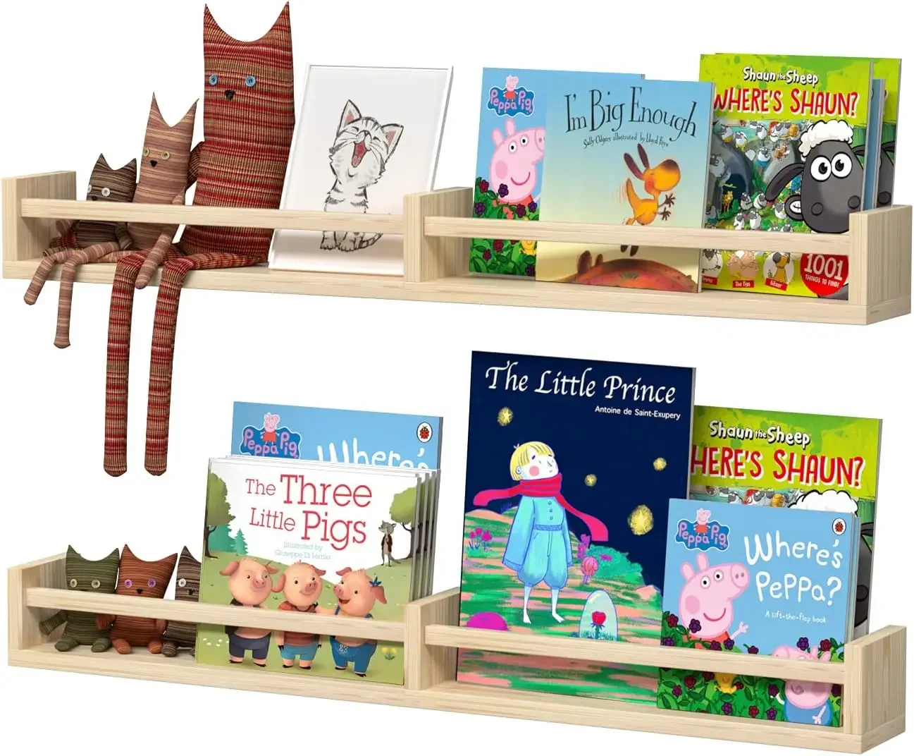 Wood Floating Book Shelves Wooden Shelves Classic Nursery for Wall Kids Room Bathroom Kitchen Decor