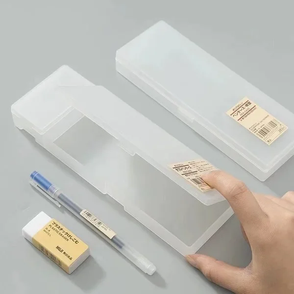 Transparent Pencil Case MUJIs Plastic Storage Box Kawaii Japan Frosted Simple Hard Stationery Office Kid School Student Gift,pencil cases,stationery box