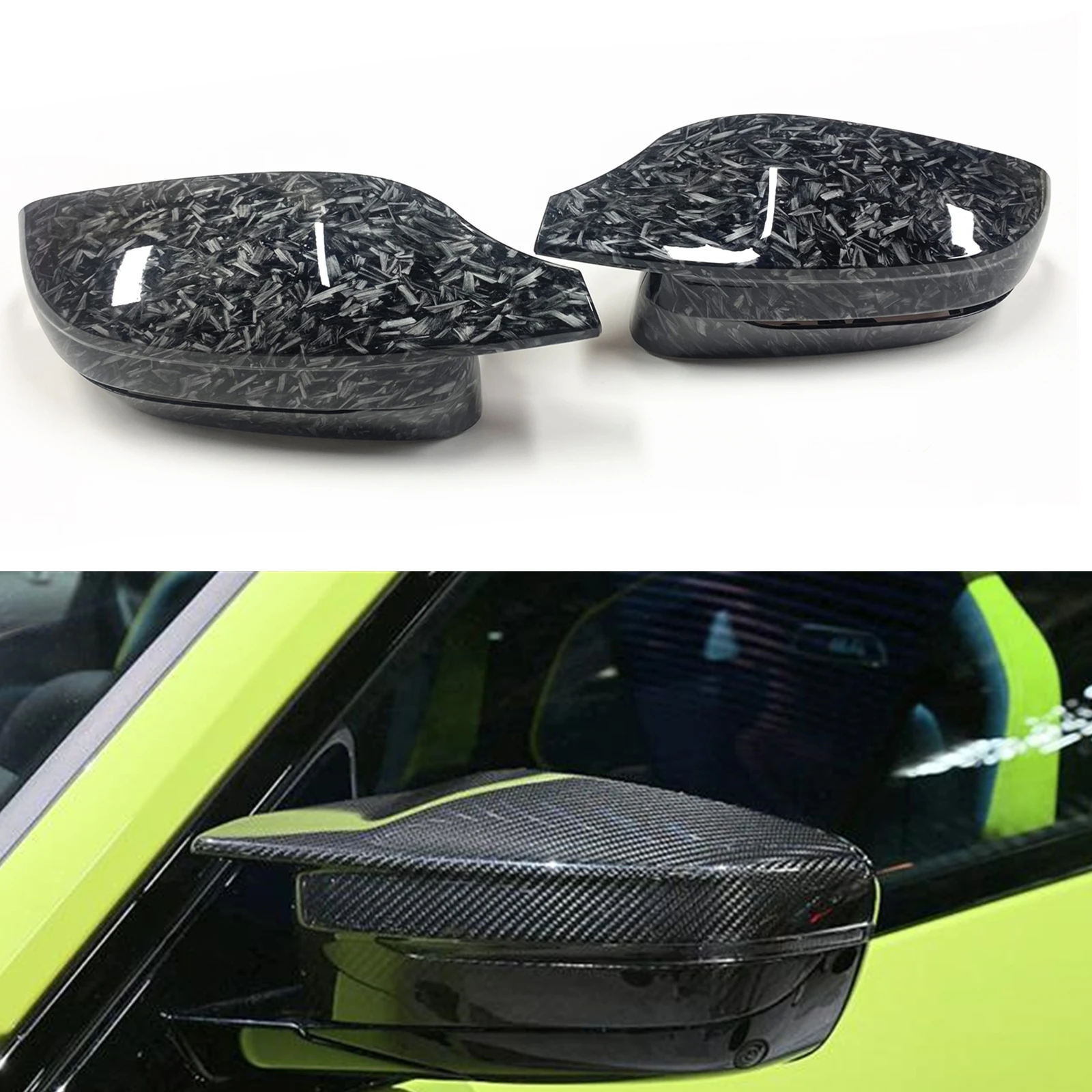 

Mirror Cover For BMW 3 Series G20 G21 G28 G30 2019-2021 Forged Carbon Fiber Look Replacement Car Exterior Rear View Shell Cap