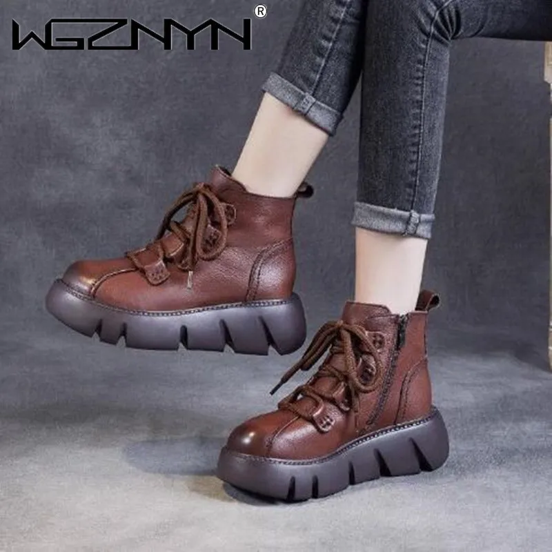 

Женские ботинки из натуральной кожи, на молнии, с круглым носком