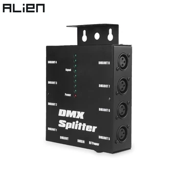 ALIEN-8 웨이 채널 절연 3 핀 DMX 512 광학 분배기, DJ 디스코 웨딩 DMX 무대 조명 효과용 Istribution 앰프