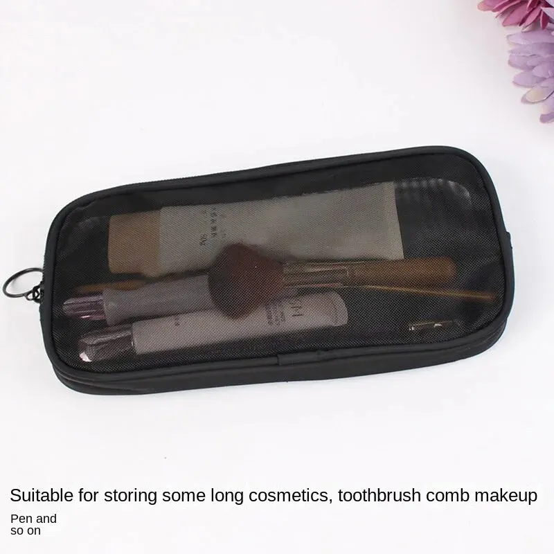 New Mesh Transparent Cosmetic Bags Small Large Clear Black Makeup Bag Portable Travel Toiletry Organizer Lipstick Storage Pouch 3