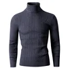 Autumn and Winter New Men's High Neck Pullover Long Sleeved Fashionable Striped Knitted Sweater Warm and Casual Slim Fit Outfit 3