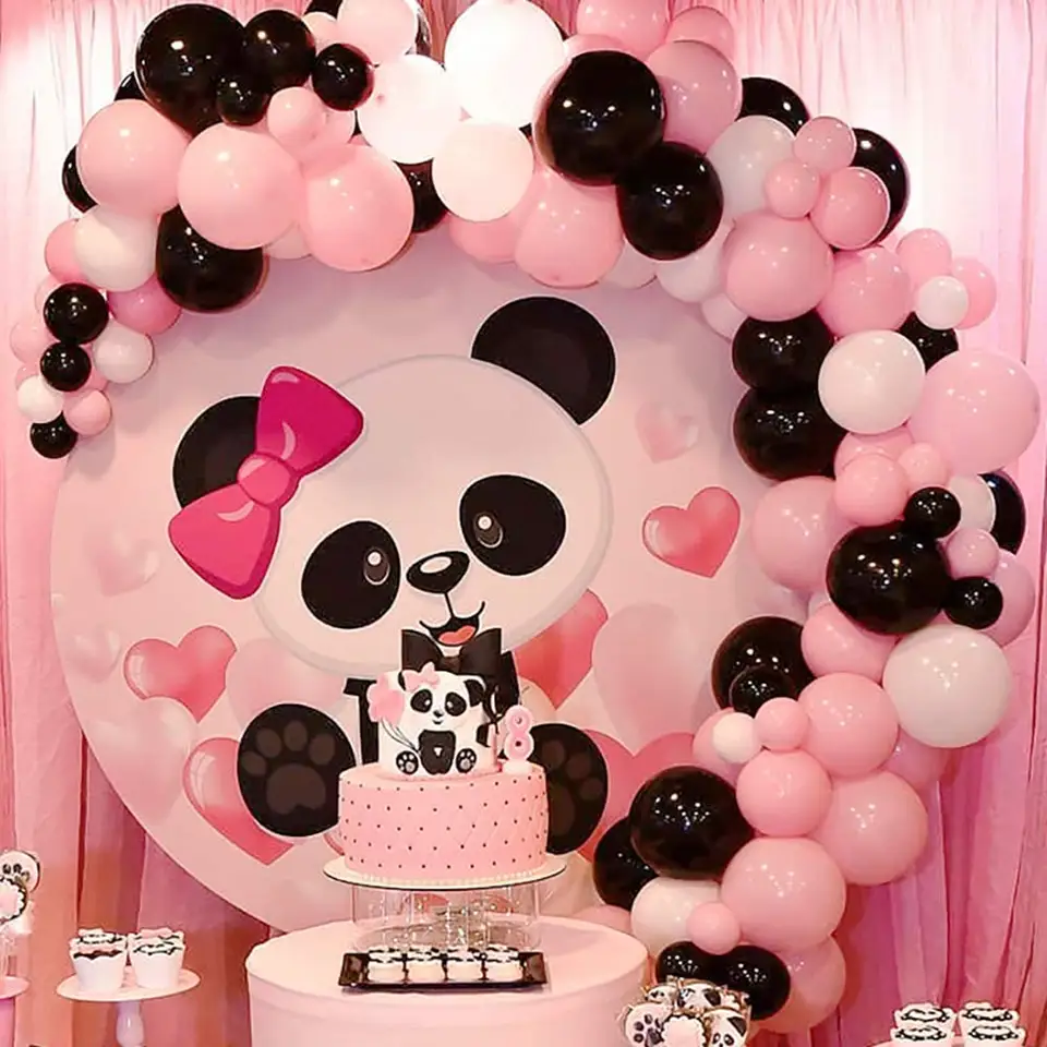 6-Piece Panda Theme Foil & Latex Balloon Set - Birthday Party Decor With Kung Fu Panda Style